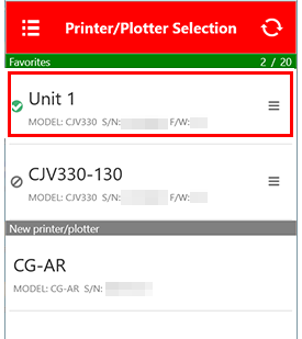 Mimaki Remote Access [iPhone] | Individual Printer/Plotter Settings