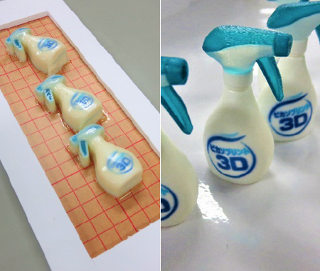 Water-soluble support material. Objects taken out during the course of removal (left) and the ones for which removal is completed (right)