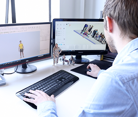 The large bridge model above in front (W75cm x D30cm) was modeled in two parts and takes around 120 hours